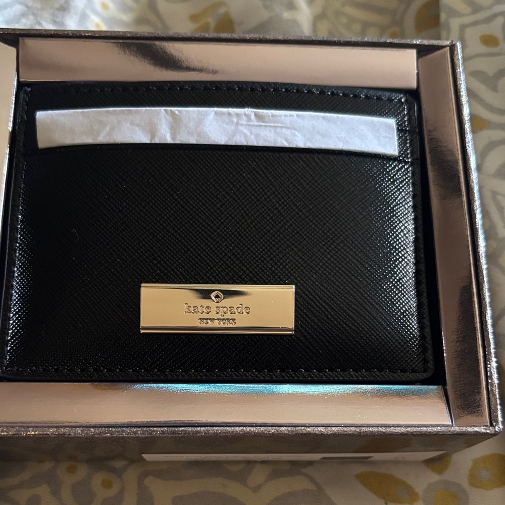 Kate Spade Black Card Holder with Gold Accent